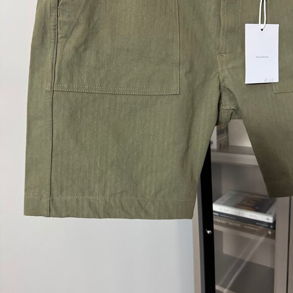 3sixteen Fatigue Washed Olive HBT Shorts 34 NEW Green Herringbone Twill Military - Picture 4 of 7